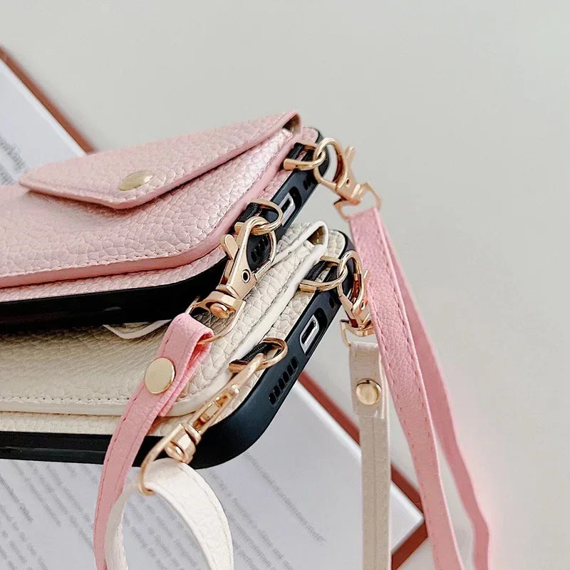 Crossbody Leather Phone Case with Wallet & Card Holder for iPhone 11-16 Pro Max