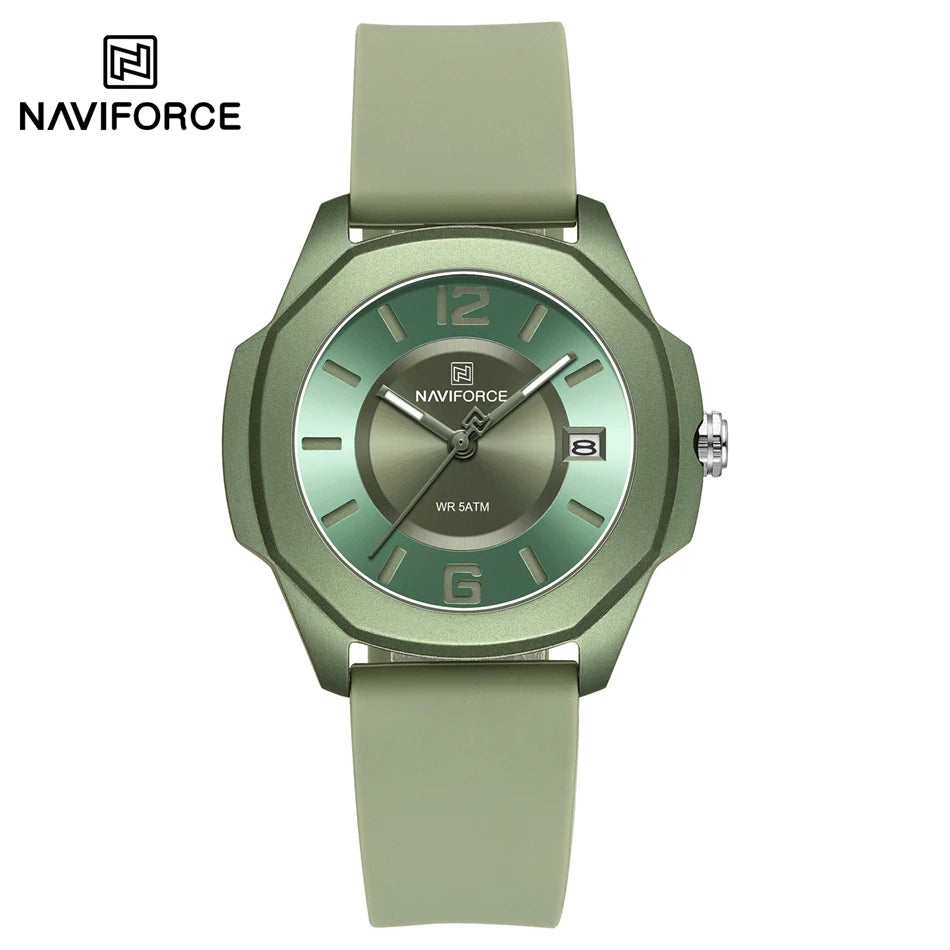 NAVIFORCE Women's Quartz Watches Silicone Strap Wrist Watch Waterproof