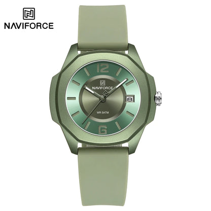 NAVIFORCE Women's Quartz Watches Silicone Strap Wrist Watch Waterproof