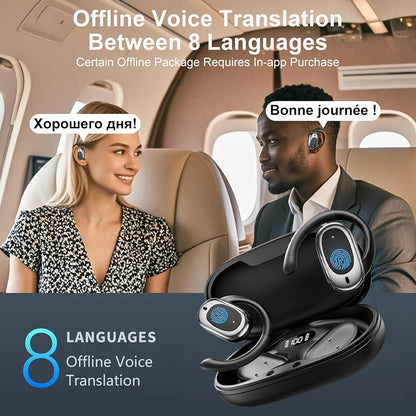144 Languages Translator Wireless Open-Ear Headphones Noise Cancelling