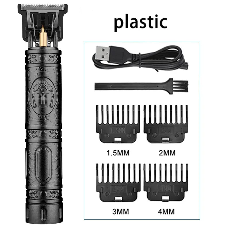 Vintage T9 Electric Hair Cutting Machine Hair Clipper Professional Men Shaver Rechargeable Barber Trimmer for Men Dragon Buddha [HAI]