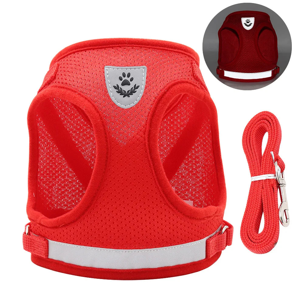 Breathable Escape-Proof Cat Harness and Leash - Adjustable Reflective Vest for Kittens and Puppies