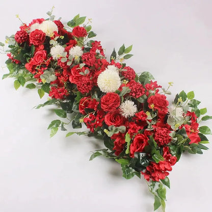 100cm Luxury White Rose Artificial Flower Row Wedding Table Centerpiece Flowers Backdrop Wall Arches Decor Party Stage Floral
