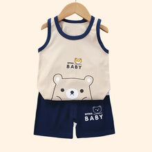 NoEnName_Null Unisex Baby Cartoon Print Pullover Shorts Set for Toddlers (Ages 1-3Y)