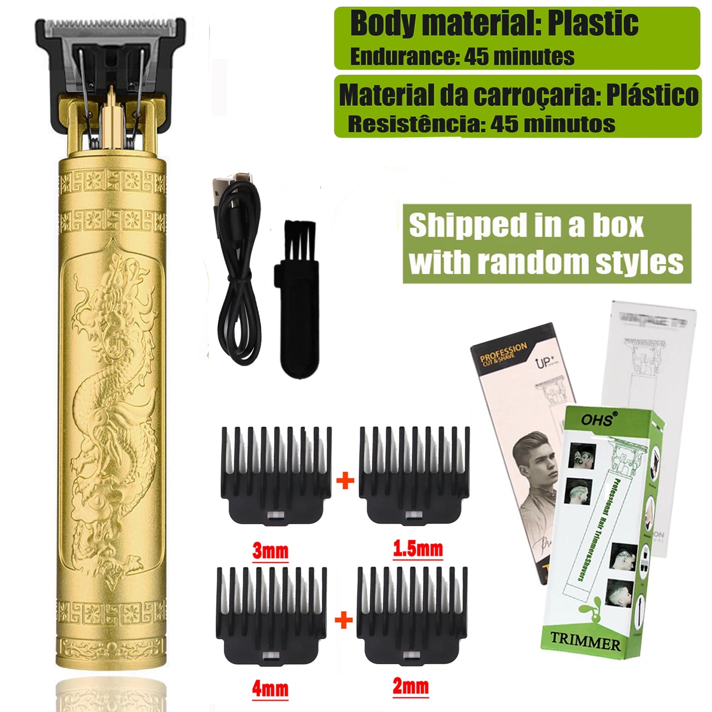 Vintage T9 Electric Hair Cutting Machine Hair Clipper Professional Men Shaver Rechargeable Barber Trimmer for Men Dragon Buddha