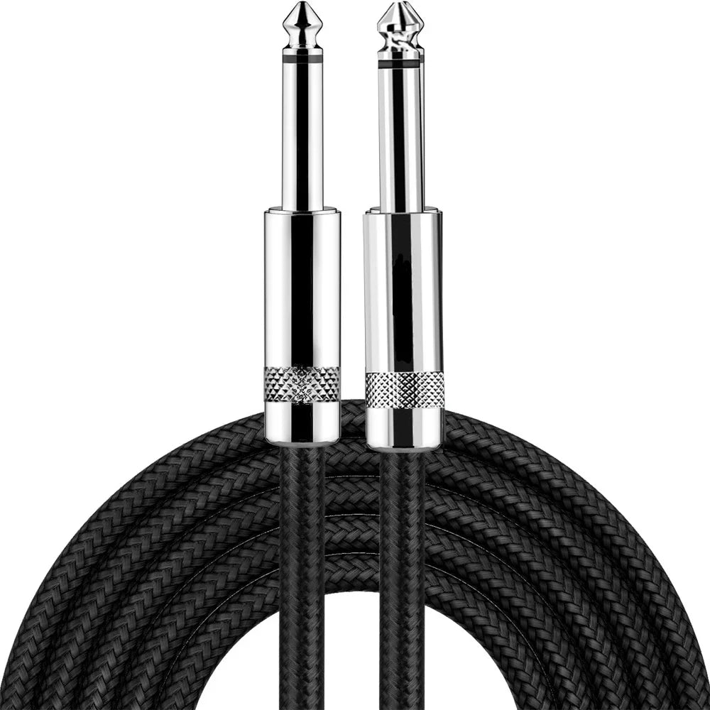 Electric Guitar Cable Braided 1/4 ft Jack 90 Degree TS 6.5mm Audio Mono Cable Bass Electric Box Audio Cable Noise Reduction Cabl