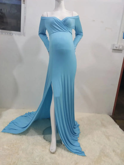 Maternity V-neck Slit Tail Dress - Trendy & Comfortable for Moms