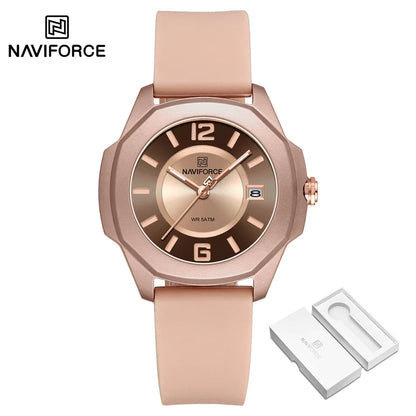 NAVIFORCE Women's Quartz Watches Silicone Strap Wrist Watch Waterproof