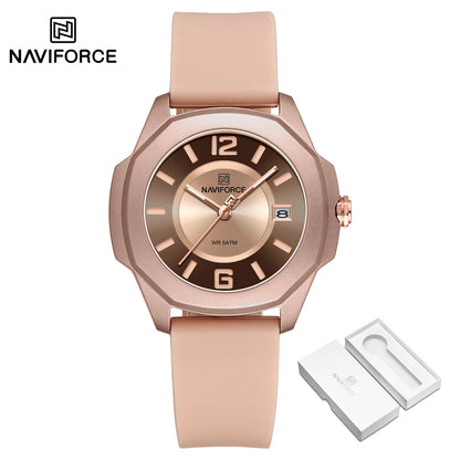 NAVIFORCE Women's Quartz Watches Silicone Strap Wrist Watch Waterproof