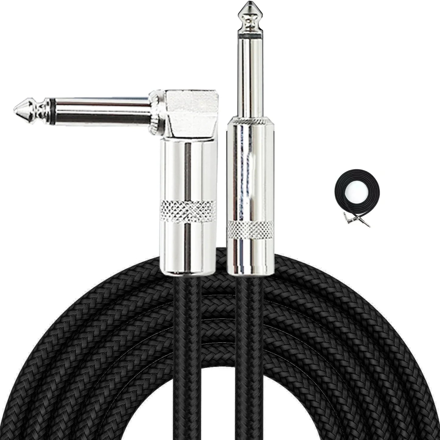 Electric Guitar Cable Braided 1/4 ft Jack 90 Degree TS 6.5mm Audio Mono Cable Bass Electric Box Audio Cable Noise Reduction Cabl