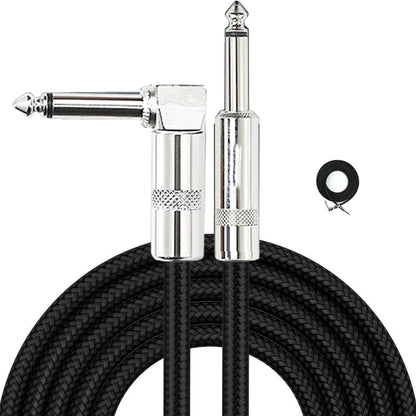 Electric Guitar Cable Braided 1/4 ft Jack 90 Degree TS 6.5mm Audio Mono Cable Bass Electric Box Audio Cable Noise Reduction Cabl