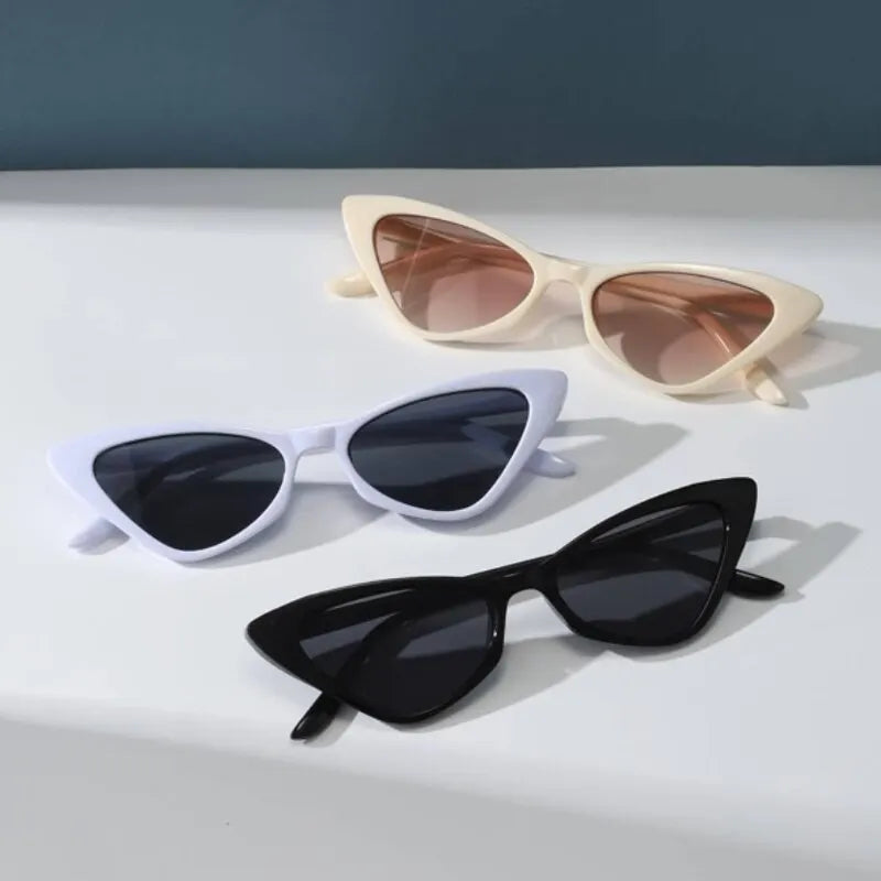 3-Pair Set of Small Cat Eye Sunglasses for Women, Retro Style