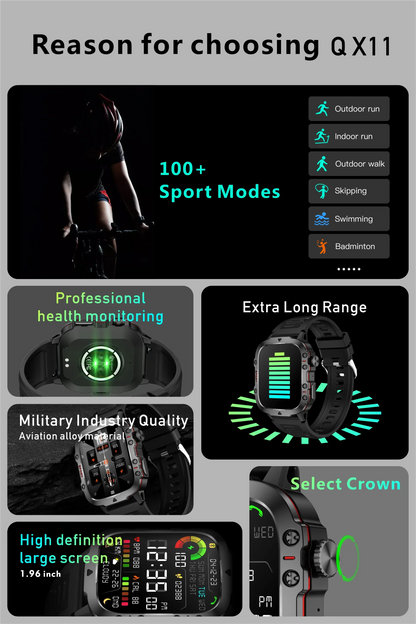 Rugged Outdoor Military Smartwatch for Men with GPS & Health Tracker