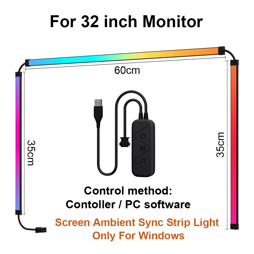 RGB Smart Ambient TV PC Display Sync LED Strip Light for Gaming
