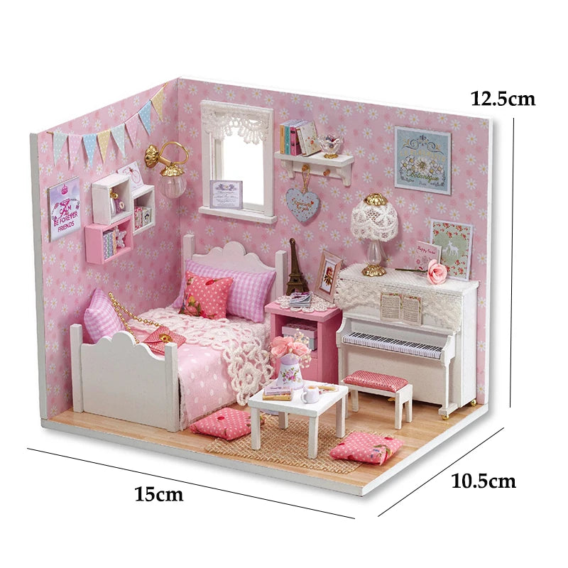Wooden Miniature Doll House DIY Small House Kit  Assembled DollHouses Building Model 3D Puzzle Toy With Furniture Adults Gifts