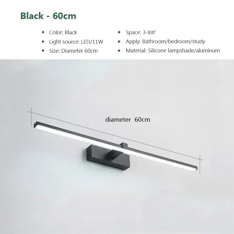 Modern LED Bathroom Mirror Light Three Colors Wall Lamp