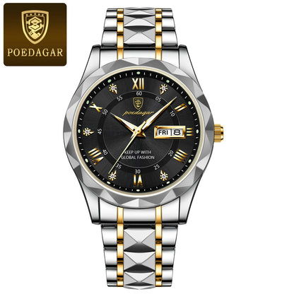 Men's Waterproof Double Calendar Luminous Quartz Watch