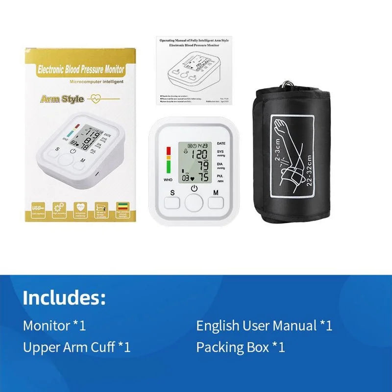 Spanish Voice Digital Arm Blood Pressure Meter Medical Pressure Tonometer Tensiometer Baumanometer Pulse Sphygmomanometer
