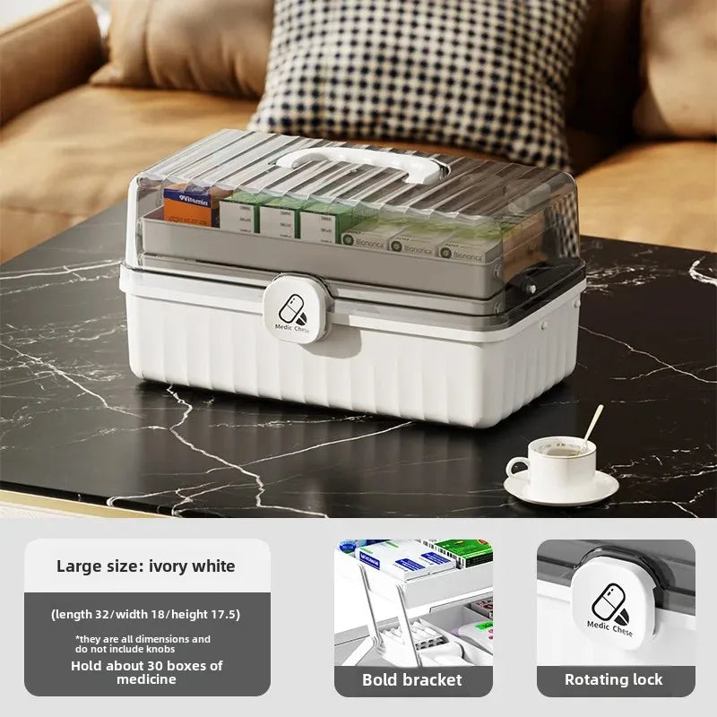 Large Capacity Portable Medical Box Home Use Outdoor Emergency Kit Family Health Care Box Medicine Storage Box