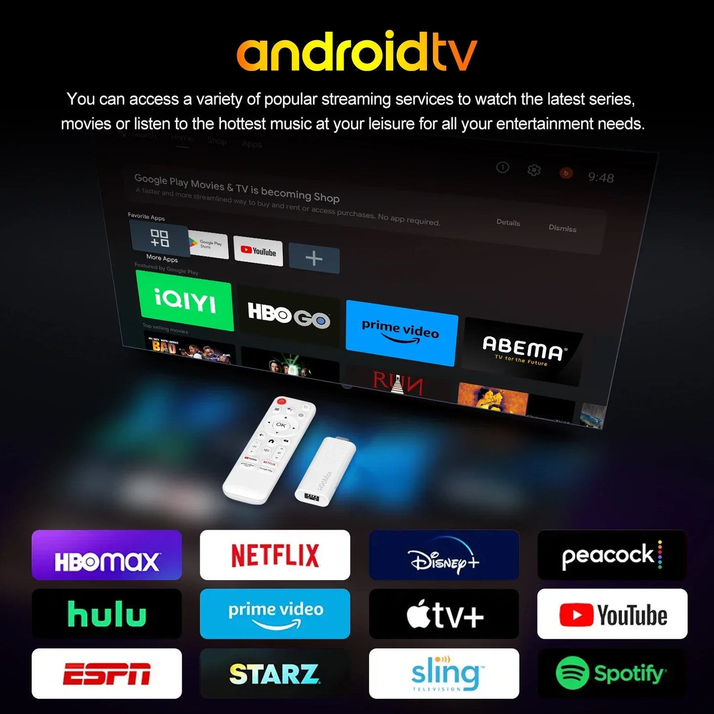 H96 MAX H313 Mini TV Stick Android 14 Smart TV Box Android14 2GB 16GB 8GB Wifi6 BT 4K HD Google Voice Media Player