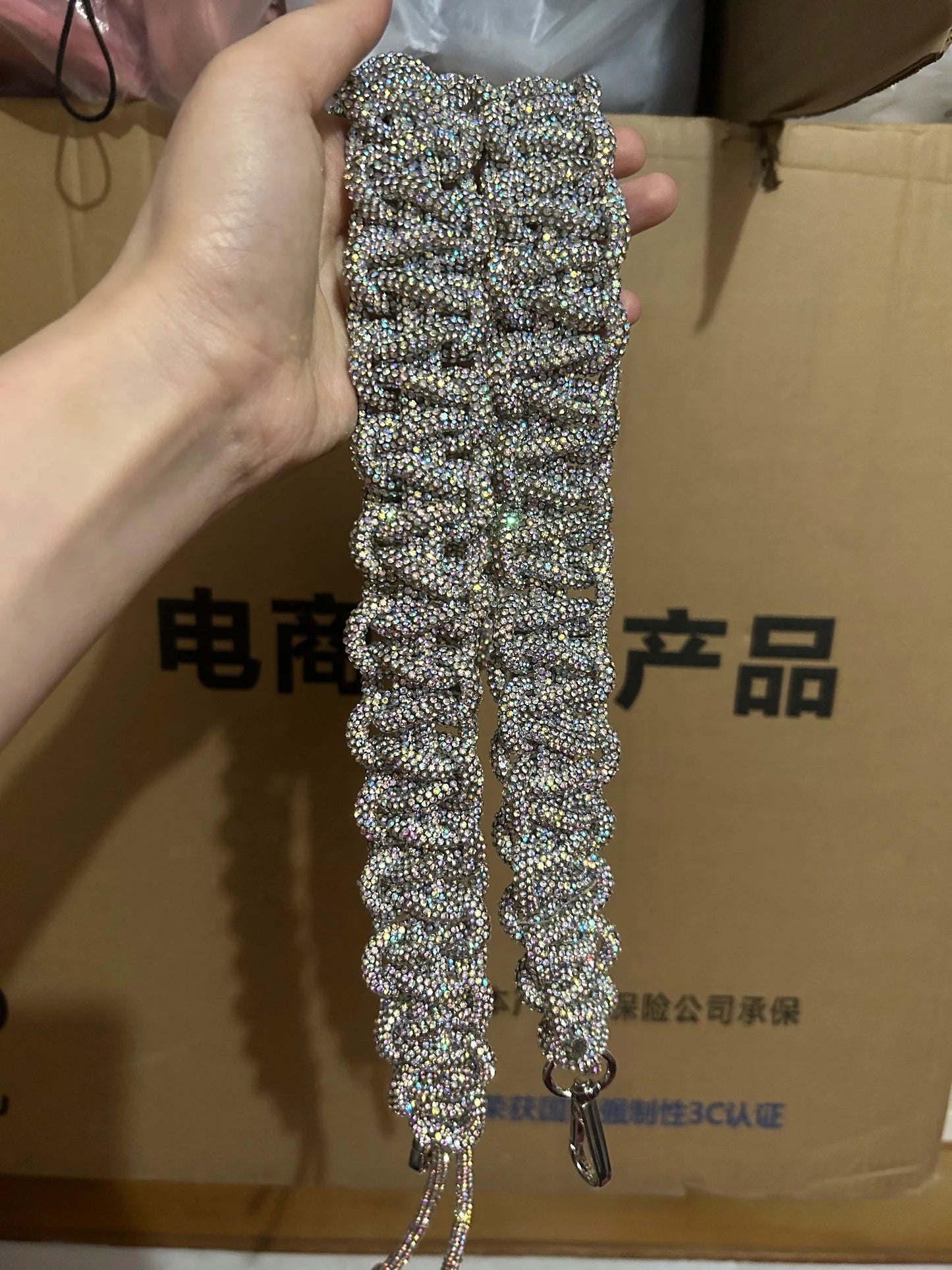 Crystal Rhinestones Diamond Woven Handmade Bag Strap For Handbag Purse Crossbody Shoulder Strap Glitter Belt Bag Accessories
