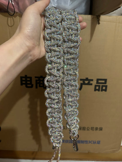 Crystal Rhinestones Diamond Woven Handmade Bag Strap For Handbag Purse Crossbody Shoulder Strap Glitter Belt Bag Accessories