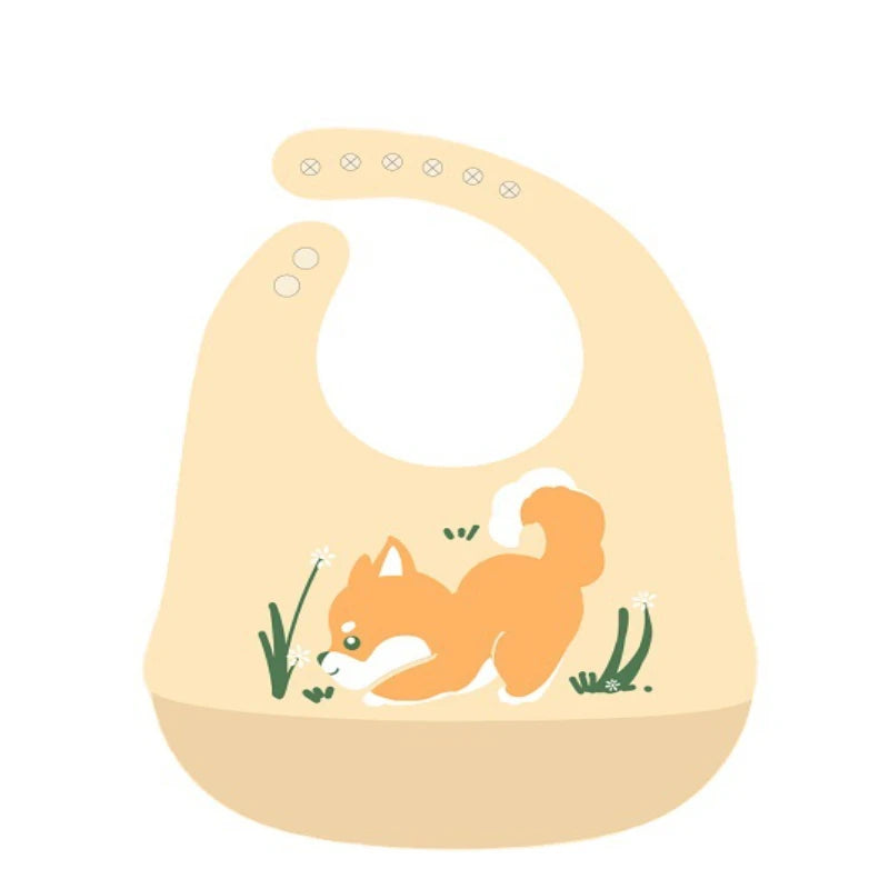Waterproof Baby Bibs with Adorable Cartoon Dinosaur Print – Adjustable, Soft Silicone Material for Mess-Free Toddler Feeding