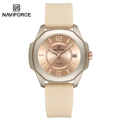 NAVIFORCE Women's Quartz Watches Silicone Strap Wrist Watch Waterproof