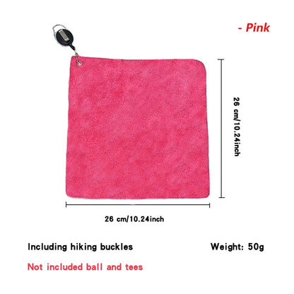 Golf Towel Portable Golf Cleaning Tools 3 Color Square With Carabiner Hook Microfiber Velvet Cotton Cleaning Towel Drop Ship