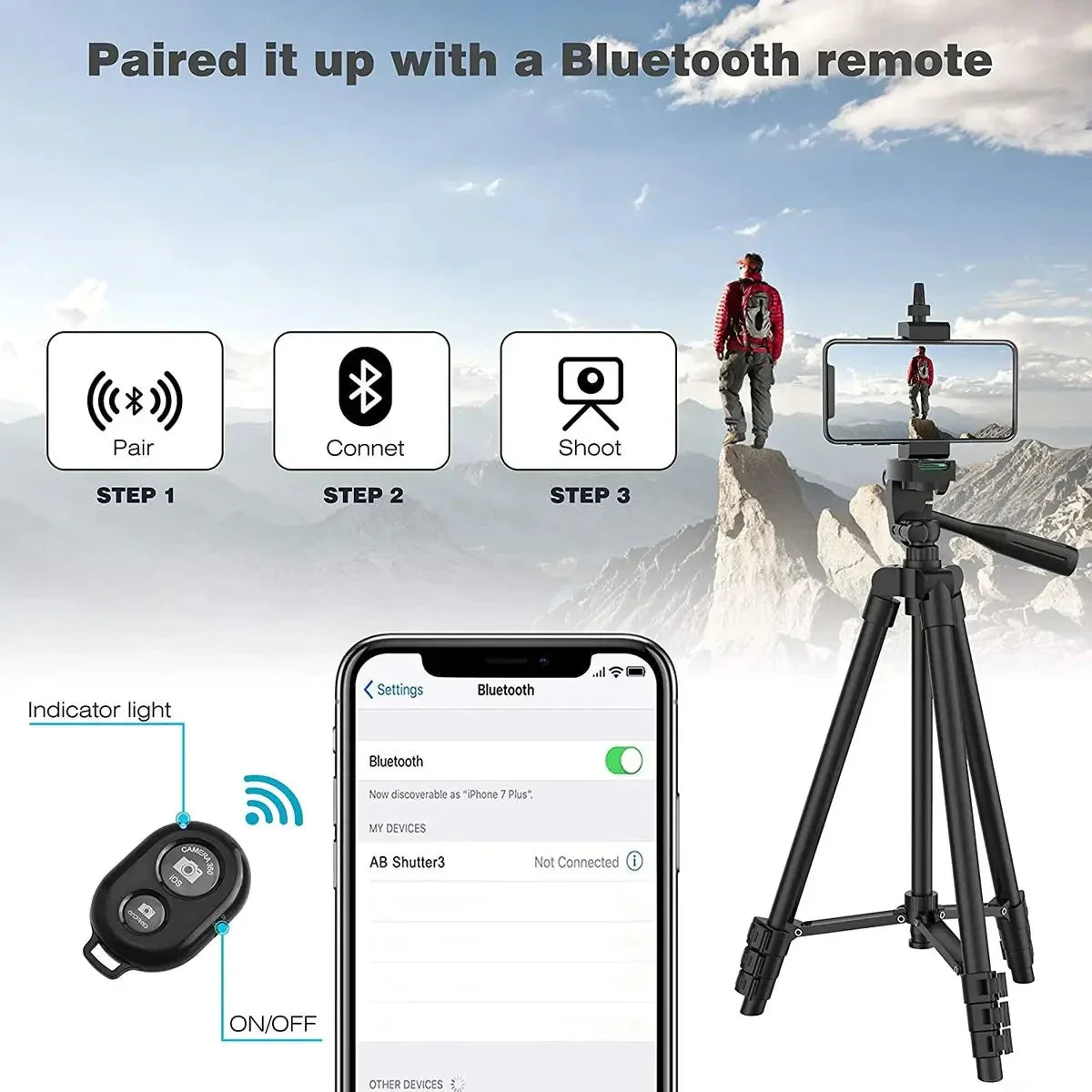 100cm Phone Tripod Stand with Bluetooth Remote Universal Camera Video Recording Photography Tripod