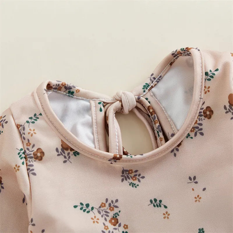 Baby Girl Floral Print Backless Bathing Suit