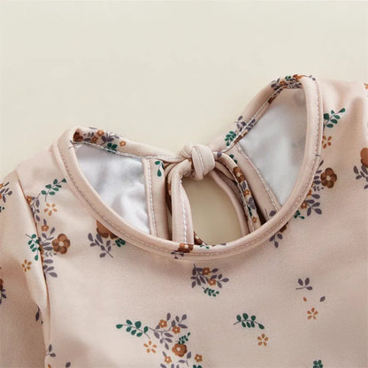 Baby Girl Floral Print Backless Bathing Suit