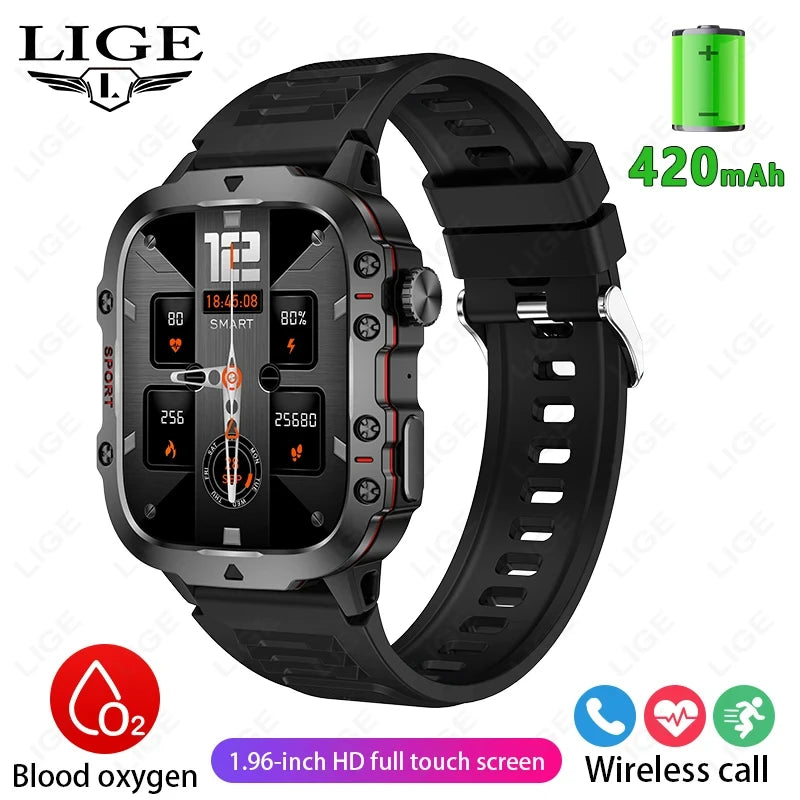Rugged Outdoor Military Smartwatch for Men with GPS & Health Tracker