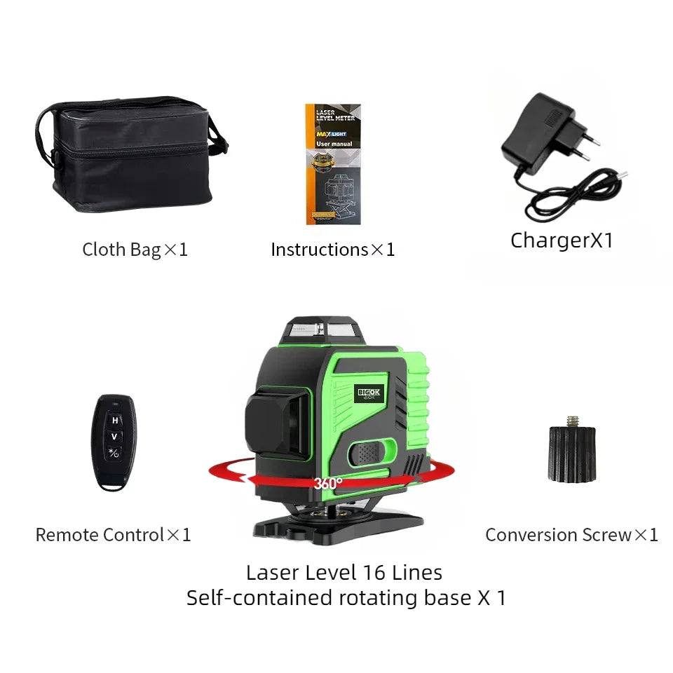 tripod/nivel a laser 16 Lines Laser profesional Level green line Self-leveling 360 autonivelant