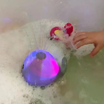 Electric Whale Bath Toy with LED Lights & Music: Spray Water Ball for Kids’ Bathtub Fun