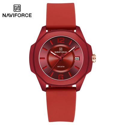 NAVIFORCE Women's Quartz Watches Silicone Strap Wrist Watch Waterproof