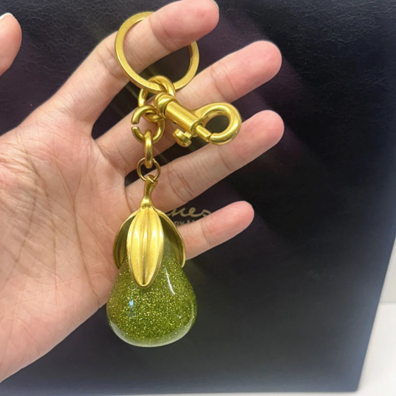Bag Charm For Goyard Handbag Shoulder Bag Exquisite Crystal Green Pear Pendant Women's Keychain Accessories
