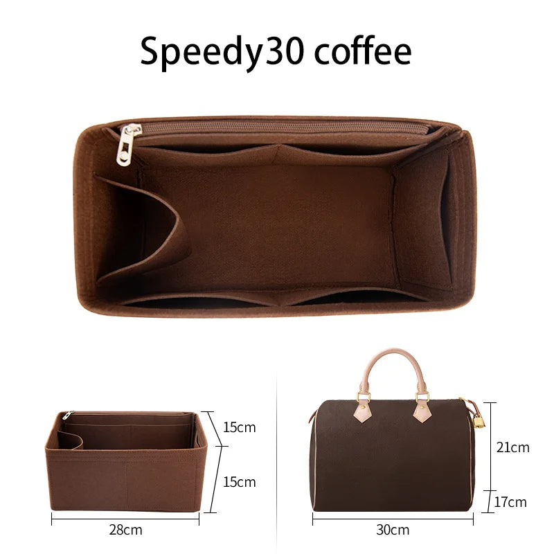 WUTA Felt Insert Bag Organizer For LV Speedy 20 25 30 35 Flap Handbag Inner Bag Makeup Travel Purse Storage Tote Bag Accessories
