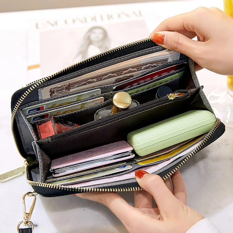 Xajzpa RFID Blocking Touch Screen Mobile Phone Bag, Functional Crossbody Long Wallet, Women's Mini Coin Purse