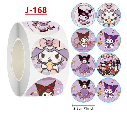 500pcs Sanrio Kawaii Sticker Roll – Hello Kitty, Kuromi & Melody Decals