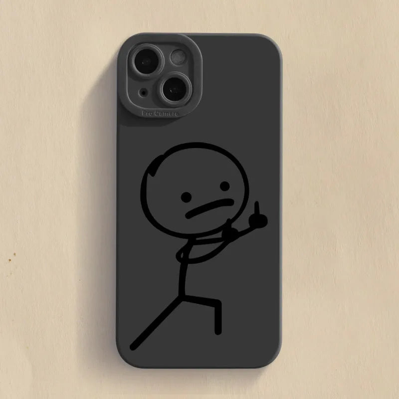 Cute Cartoon Matchman Matte Silicone Phone Case For iPhone 16 11 12 13 14 15 Pro Max XR XS X 7 8 Plus SE 2020 Soft Back Cover