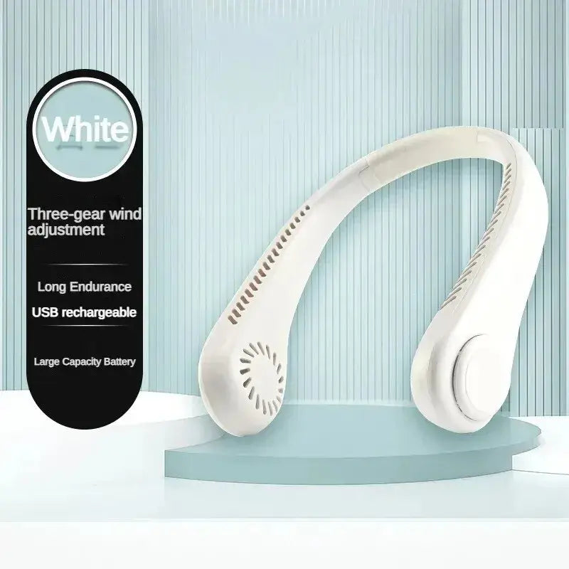 New Mini Neck Fan – Portable Bladeless Hanging Neck Fan | 3-Speed Rechargeable Air Cooler for Summer Sports