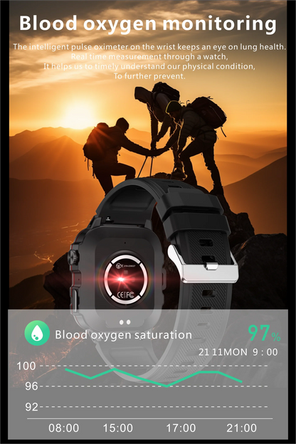 Rugged Outdoor Military Smartwatch for Men with GPS & Health Tracker
