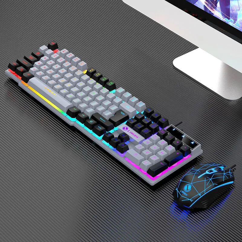 Wired Keyboard and Mouse Set - USB Luminous Mechanical Keyboard & Mouse Set for PC