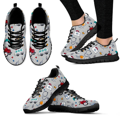 White Ambulance Medical Equipment Sneakers First Aid Printing Summer Breathable Mesh Sneakers Nurse Casual Shoes Custom Shoes