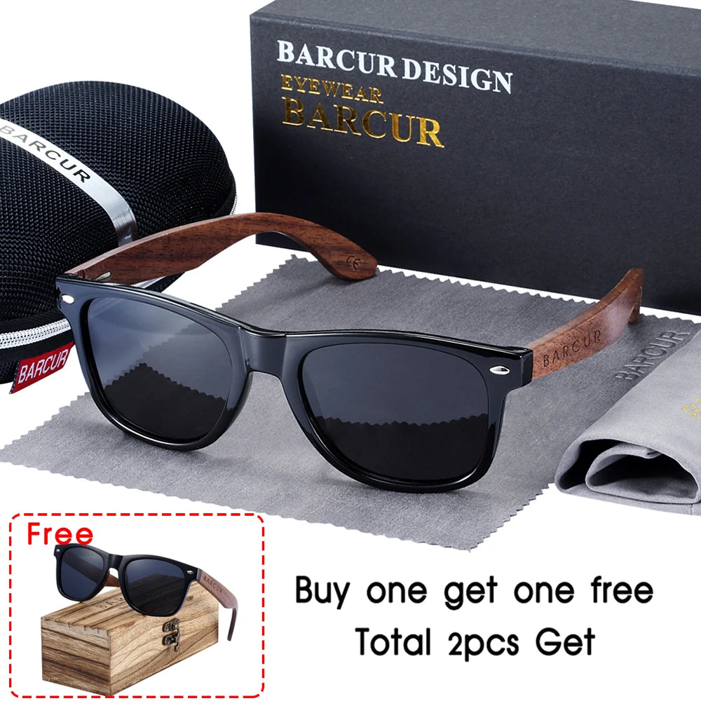 Polarized Black Walnut Wood Sunglasses for Men, UV400 Protection