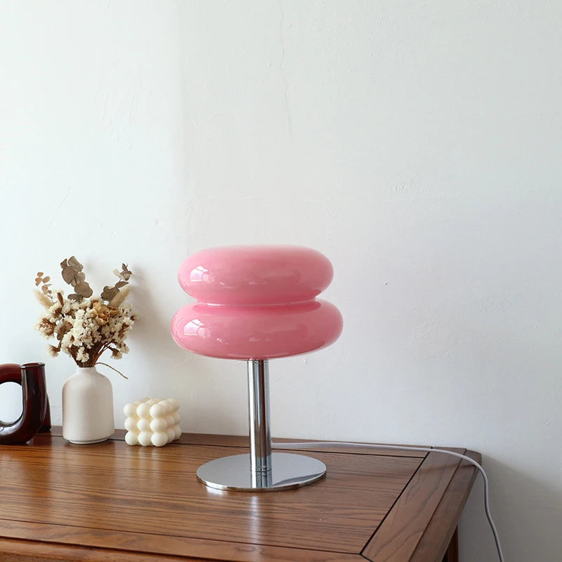 Macaron Retro Glass Table Lamp for Bedroom and Living Room