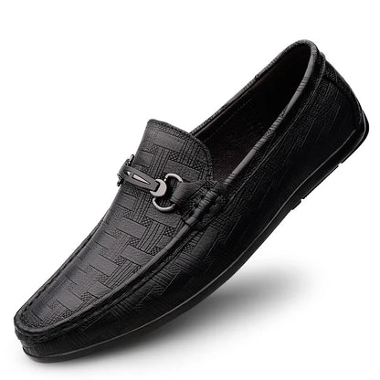 Men Leather Black Business Casual Loafers