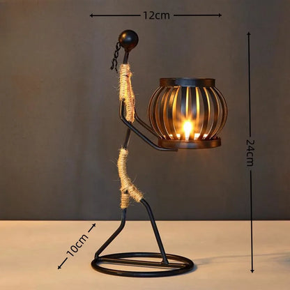 Nordic Metal Candlestick Abstract Character Sculpture Candle Holder Decors Handmade