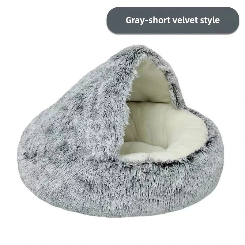 Luxurious Half-Covered Donut Pet Bed – Cozy Comfort for Your Furry Friend
